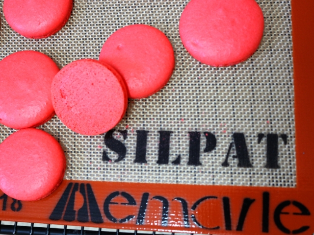 chocolate raspberry macarons SILPAT mat